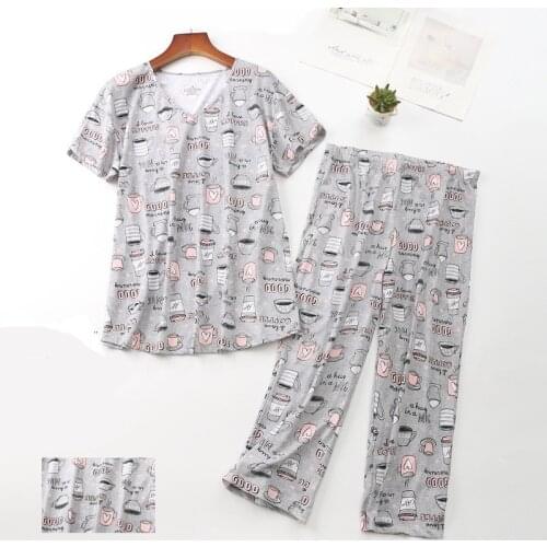 Home Womens Pajamas Set Large Sizes Panties Short Sleeve T-shirt Autumn Female Sexy Hot Pyjamas Fashion Home Cartoon Sleepwear