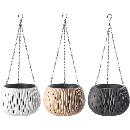 Hanging Basket,Dual-pots Self Watering Hanging Pots for Plants Flowers Green Dill Rattan Plastic Hanging Pot with Drainer Chain