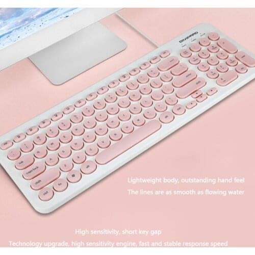 Durable Retro Cute Keyboard Wired Keyboard 96 Usb Key Wired Round Keycap Beautiful Compatible for Windows PC Laptop