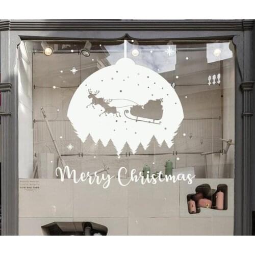 Merry Christmas Shop window Wall Sticker Santa Clause Decal Winter Christmas Stickers Window Decal Art Vinyl Wall Decals LC1651