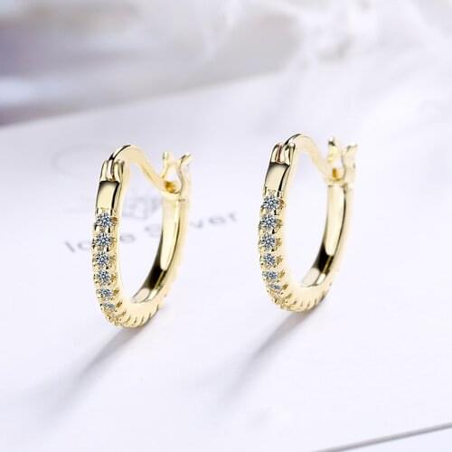 5A Shiny Tiny Zirconia Crystal Small Hoop Earrings Cold Silver Color Fashion Exquisite Loop Ear Jewelry Gift for Women Girls