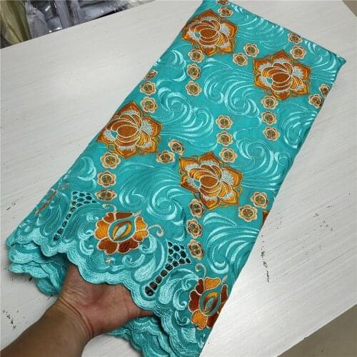 5 Y Swiss Coordinate Lace 2021 Heavy Applique Beads Embroidery Africa Coordinate Lace Fabric Material 100% Cotton Swiss Fabric