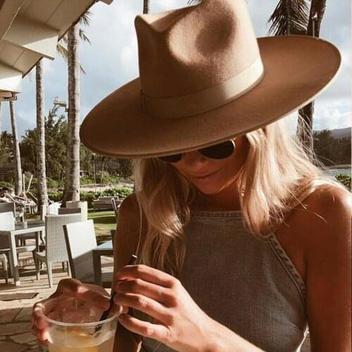 Brand New Wool Bowler Hat Large Brim Fashion Show hats for Women . Holiday Pattery Dress Jazz Hat