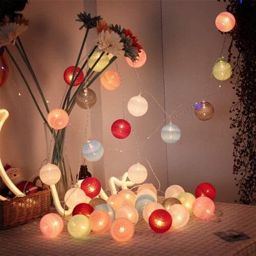 LED String Cotton Ball Garland Lights String Christmas Xmas Outdoor Holiday Wedding Party Baby Bed Fairy Lights Decoration