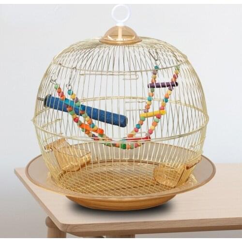 Tiger Skin Xuanfeng Little Sun Parrot Cage Round Luxury Golden Myna Wren Metal Bird Cage Bird Houses Accessories Pet Supplies