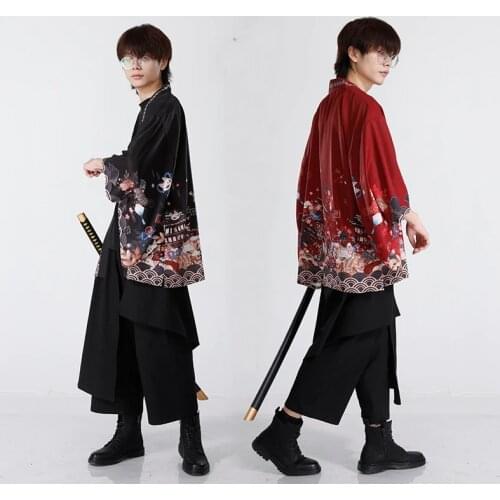 Asian Streetwear Yukata Japanese Kimono Cosplay Harajuku Kimono Shirt Men Kimonos MenS Haori WomenS Japanese Cosplay FF2654