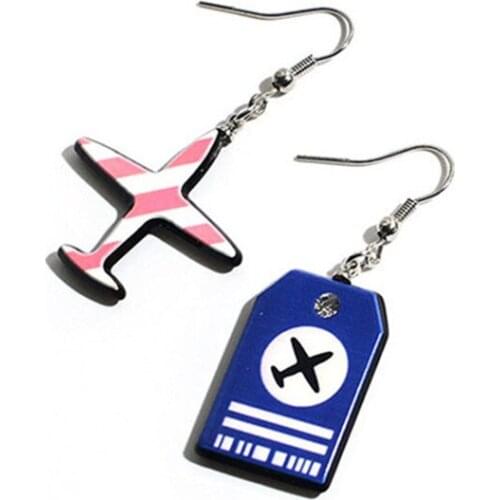 Korea Creative Cute Cartoon Airplane Asymmetric Stud Earrings For Women Girl Party Jewelry Gift Wholesale Brincos