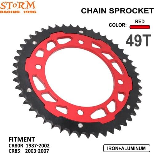 Motorcycle 49T Iron Aluminum Composite Rear Sprocket For Honda CR80R CR 80R 1987-2002 CR85 CR 85R 2003-2007