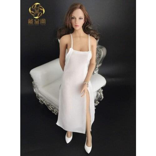 1/6 White Dress Costume Clothes Sling Skirt Model Toy For Action Figure No Body in stock