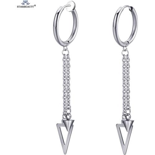 1pc Triangle Cone Tassel Titanium Helix Piercing Tragus Piercing Ear Cuff Fake Earrings Clips Drop Earring Fake Piercing Jewelry