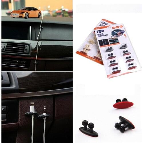 10 Sets Car Wire Cable Holder Tie Clip Fixer Organizer Adhesive Car Charger Line Clasp Clamp USB Cable Car Clip Accessories