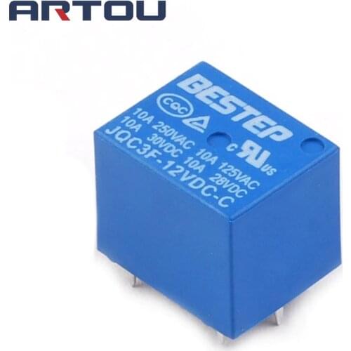 10PCS BESTEP T73 12V Relay Blue JQC3F-12VDC-C