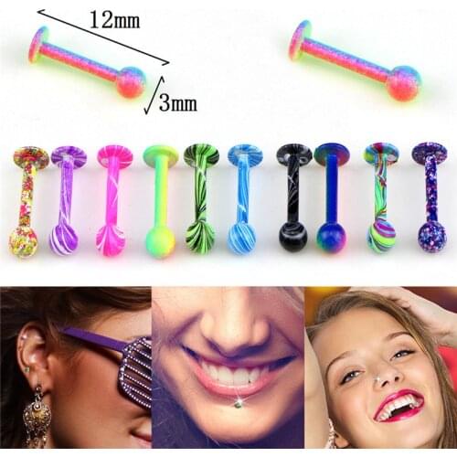 10Pcs/Set Plastic Tongue Piercing Barbell Bars Piercing Tongue Rings Luminous Punk Fashion Body Jewelry For Women Jewelry