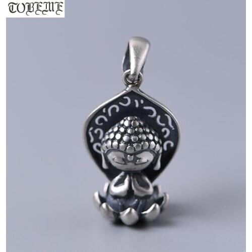 100% 925 Silver Tibetan Buddha Statue Pendant Buddhist Buddha Pendant Tibetan Women Pendant Good Luck Amulet