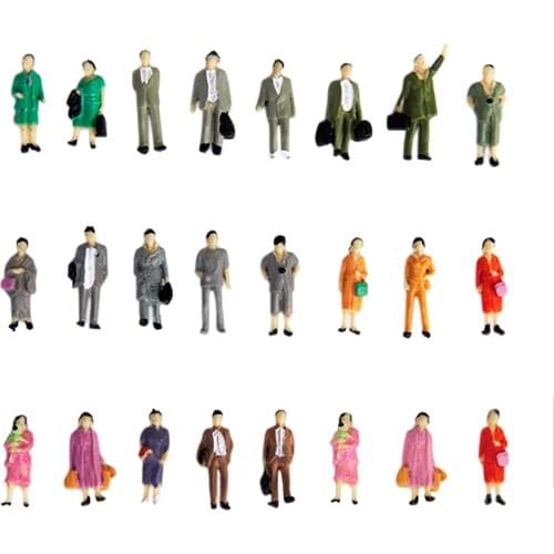 24pcs Painted Train Station Model Standing People Figure Passenger HO 1:87 Scale
