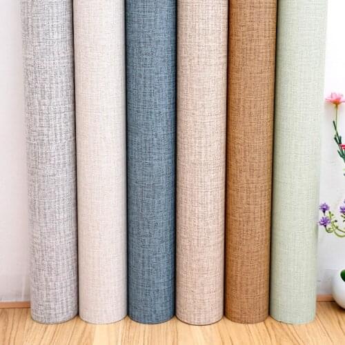 5M Waterproof PVC Wallpaper Linen Pattern Printed Wall Sticker Living Room Bedroom Background Decoration Paper Furniture Cover