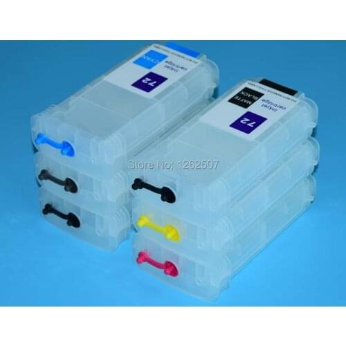 Refillable ink cartridge For HP T610 T770 T790 T1100 T2300 Empty printer ink cartridge For HP 72 130ml*6colors