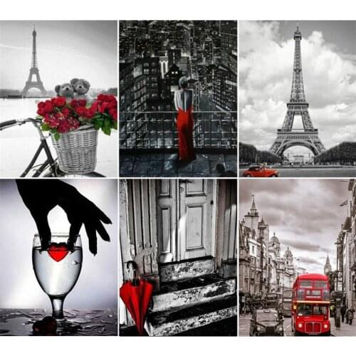 Yumeart Diamond Embroidery Scenery Picture of Rhinestones Diamond Painting Full Square Cross Stitch Mosaic Red Rose Home Decor