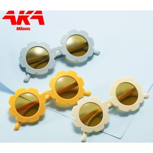 AKAgafas Children Sunglasses Small 2021 Sun Flower Sunglasses for Boys and Girls Retro Round Cool Sunglasses Flower Kids Glasses