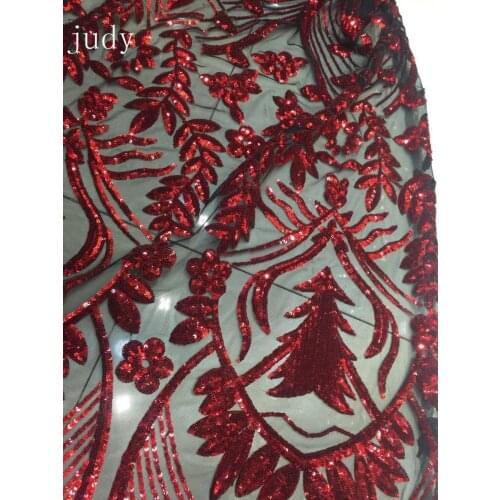 JL345# 5yards/bag 2018 High quality African fabric Dark red sequins with black background for wedding parties Free shipping
