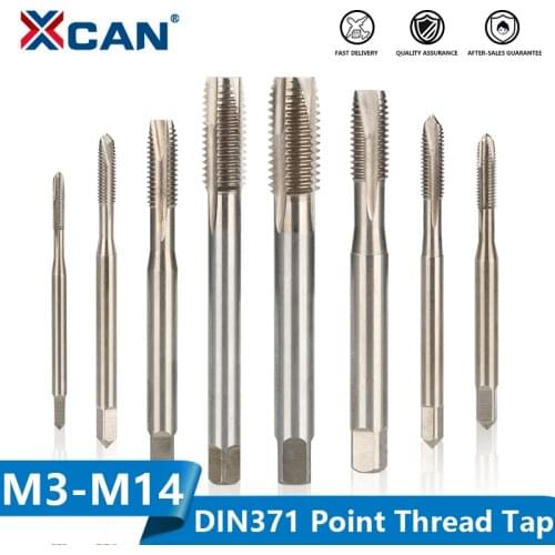 XCAN DIN371 Screw Thread Metric Plug Tap Screw Tap For Hss Machine Screw Thread Tap Drill M3 M4 M5 M6 M8 M10 M12 M14
