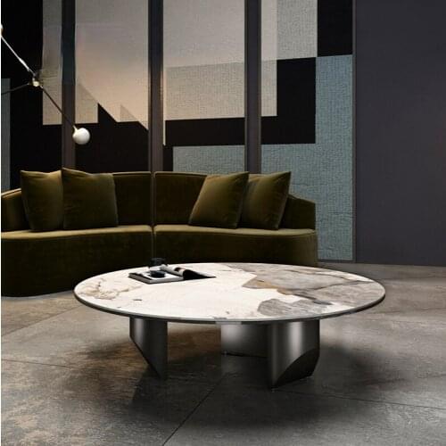 Minimalist rock board coffee table simple living room marble round coffee table