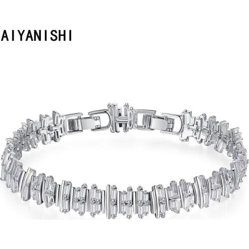 AIYANISHI 18K Gold Filled 9mm Tennis Bracelets Adjustable Bracelets For Women Men Tennis Bracelets Chain Homme Jewelry Gifts