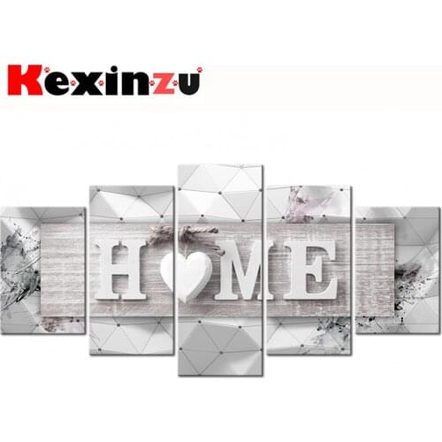 5pcs Full Square/Round Drill 5D DIY Diamond Painting Cross Stitch"Flower Home" Multi-picture Combination Embroidery Decor Home 2