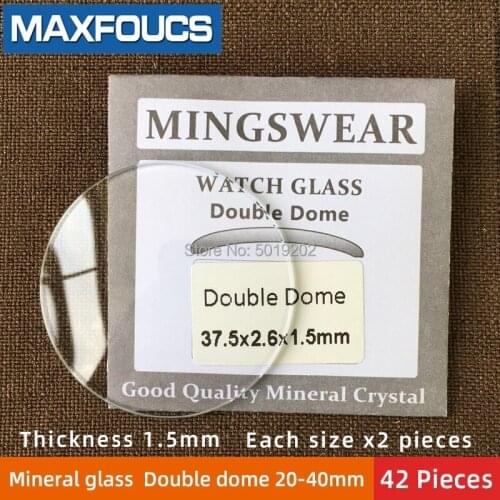 Table glass mineral glass Double dome thickness 1.5 mm diameter 20 mm ~ 40mm Each size x 2 , A total of 42 pieces