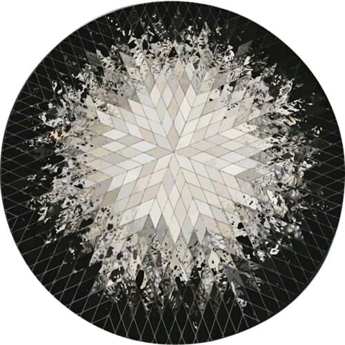 60-140cm Non-slip Round Mat Sitting Pad Area Rugs Washable Rug Rotray Chair Mat Bedroom apartment rug Black and white pattern