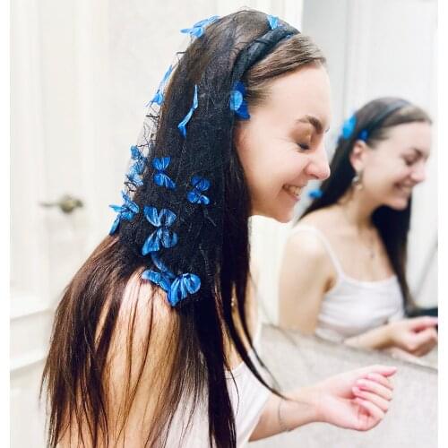 2020 new Beautiful butterfly headband hair accessories ladies veil Bridesmaid women headtie snood Party gift headwear