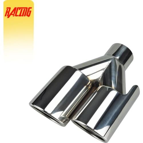OD 89mm Universal Exhaust System Double Outlet Stainless Steel Car Dual Exhaust Tip Muffler Pipe Auto Accessories
