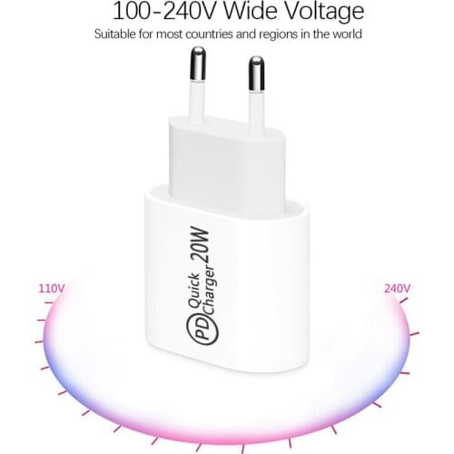 QC3.0 20W PD Fast Charger US EU AU UK Plug Chargers type c Charger For iPad Pro Air iPhone 12 Mini 11 Max Xs X