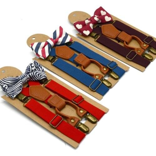 High Elastic Elastic Butterfly Knot for Clothing Kids Baby Boys Toddler Wedding Matching Braces Suspenders Luxury Bow Tie Sets