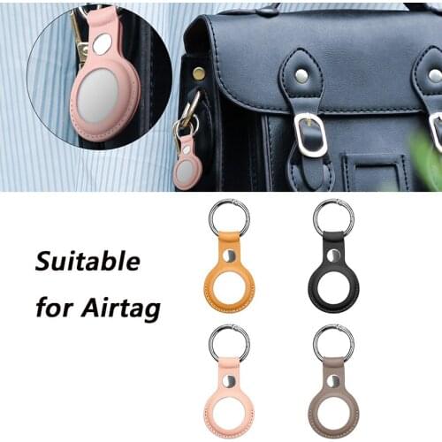Luxurious Leather Protective Case For Airtag Cover Hangable Keychain Locator Tracker Case Sleeve For Apple Airtags Dropshipping