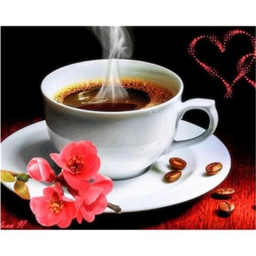 Rose diamond painting full square coffee cup gifts mosaic art sticker embroidery rhinestone picture puzzle toy kids wall decor