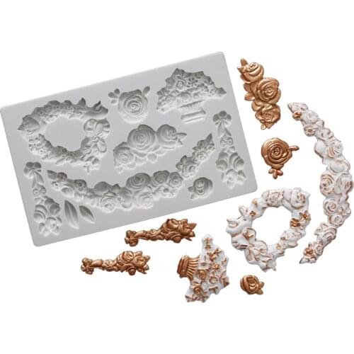 Rose Flower Lace Cake Silicone Mold Fondant Mold Birthday Cake Decorating Tools Chocolate Gumpaste Mold K612