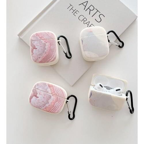 Pink marble Soft silicone Case For Cover For Apple Airpods pro Cartoon Back Cover For Apple Airpods 1 2 Earphone Case