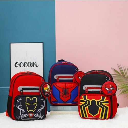 Elementary School Students' Burden Reduction Backpack Marvel Print Large-capacity Travel Bag Captain America Spider-Man Iron Man