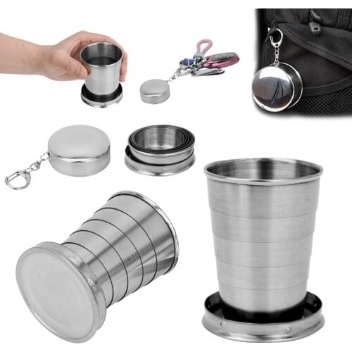 Foldable Cup Portable Stainless Steel Camping Cookware Outdoor Travel Collapsible Telescopic Cup Hiking Camping Mug Cookware