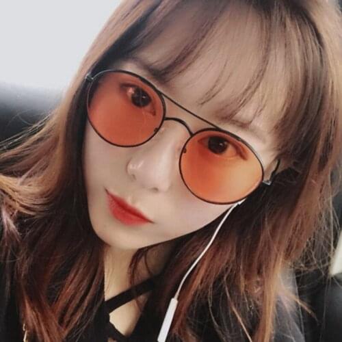 Sunglasses Women Vintage Round Ocean Color Lens Mirror Sunglasses Female Brand Design Metal Frame Circle Glasses Oculos UV400