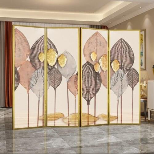 Light Luxury Art Folding Screen Partition Wall Living Room Entrance Dining Room Bedroom Cover Metal Folding Screen Gold Leaf