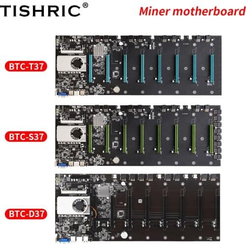 TISHRIC BTC-S37/BTC-D37/BTC-T37 Mining Motherboard 8 GPU PCIE 16X DDR3 Support 1066/1333/1600mhz 8*PCIE 16X GPU