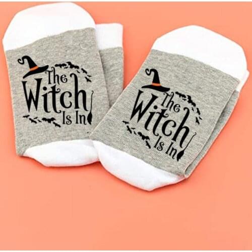 The Witch Is In socks happy Halloween eve Witch themed birthday party Decoration wife mom Grandma Aunt Halloween gift present