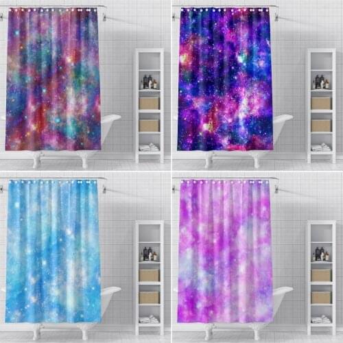 3D Shower Curtain Bathroom Waterproof Polyester Shower Curtain Galaxy Printing Starry Sky Bath Curtains wIth Hooks