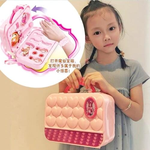 Flower Fairy Magic Suitcase Can Illuminate Necklace Magic Wand Handbag Set Child Toy Girl Play House Toy Birthday Gift