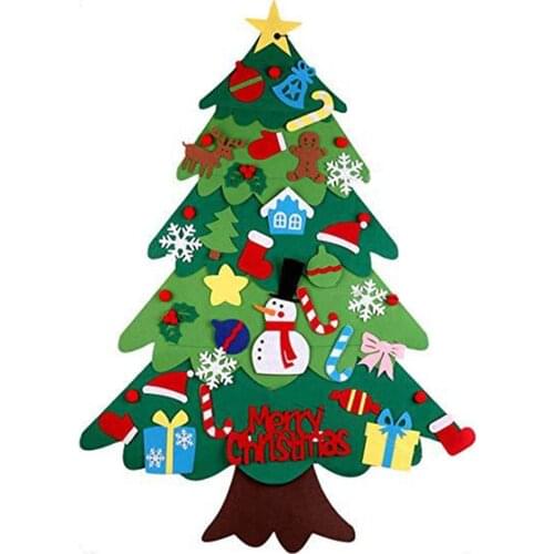 DIY Felt Christmas Tree Santa Claus Snowman With Ornaments Fake Christmas Tree Kids Toys Christmas Party Decoration New Year