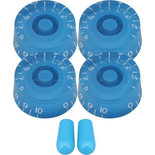 Yibuy 4 x Guitar Speed Knobs Control Buttons for Electric Guitar Blue & Caps