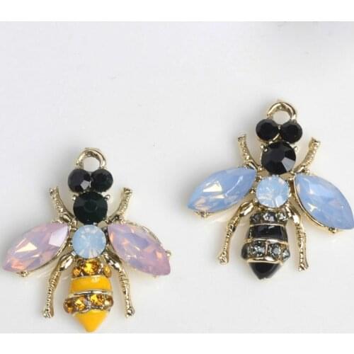 20pcs Metal bee buttons shiny Rhinestone button charm For clothing Accessories weding handmade decorative buttons