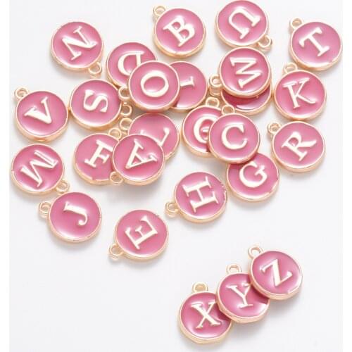 26pcs/set Dripping Letter Pendants Round Small Pendant Jewelry Making Bracelets Streamer Alloy Pendants Diy Accessories